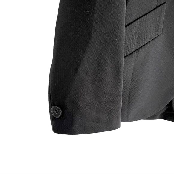 Theory Wool Stretch Cropped Boyfriend Blazer Black Pinstripe 2 - Picture 7 of 12